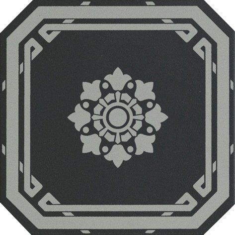 Керамогранит Grazia Old England Ottagono Black London OEODB6, цвет разноцветный, поверхность матовая, восьмиугольник, 200x200