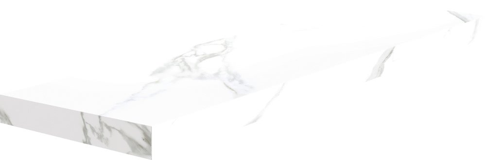 Ступени Cerdomus Statuario Ang Sn Grad C Retta Puro Lev 66748, цвет белый, поверхность полированная, прямоугольник с капиносом, 330x1200
