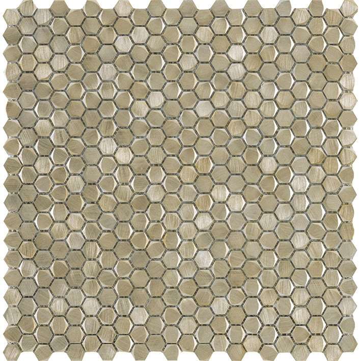 Мозаика L'Antic Colonial Gravity Aluminium Hexagon Gold L244008671, цвет бежевый, поверхность глянцевая, шестиугольник, 304x307