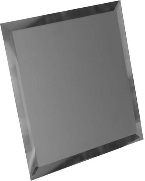 Керамическая плитка ДСТ Квадратная зеркальная графитовая матовая плитка с фацетом 10 мм КЗГм1-02, цвет серый, поверхность матовая, квадрат, 200x200