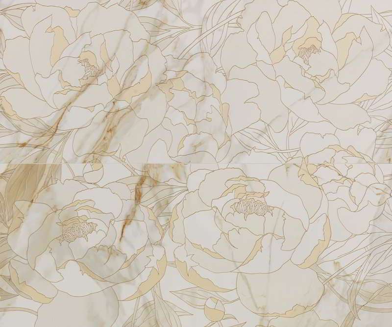 Панно Fap Roma Gold Rose Calacatta Oro Inserto Mix 2 fQNB, цвет белый бежевый, поверхность глянцевая, прямоугольник, 1000x1200