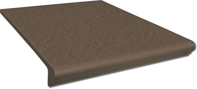 Ступени Opoczno Simple Brown Kapinos Prosty 3-D, цвет коричневый, поверхность структурированная, прямоугольник с капиносом, 300x333