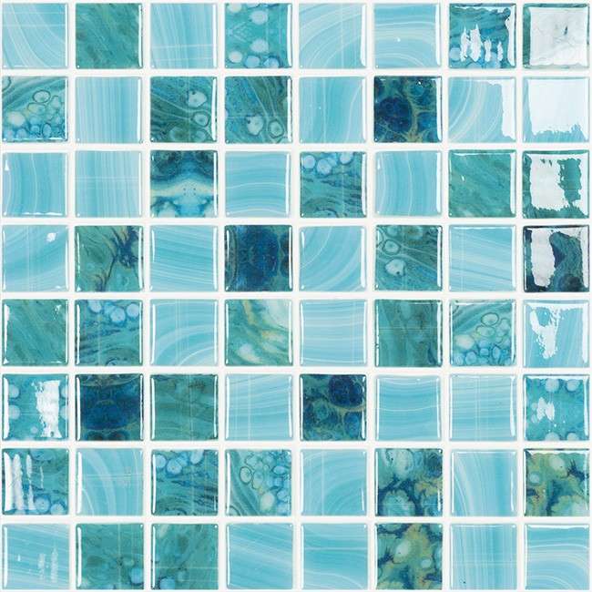 Мозаика Vidrepur Nature Sky (чип 38x38 мм) № 5607, цвет голубой, поверхность глянцевая, квадрат, 317x317
