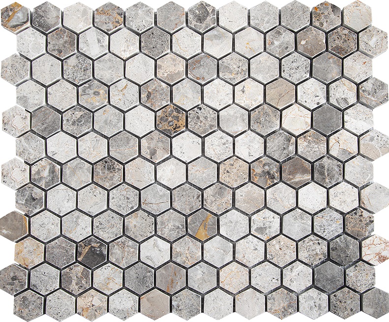 Мозаика Starmosaic Wild Stone Hexagon VLgP, цвет серый, поверхность полированная, шестиугольник, 270x305