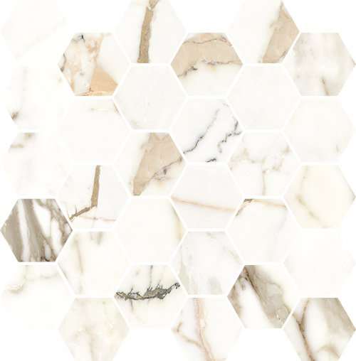Мозаика Vallelunga Luce Oro Mix Esag T30 6001269, цвет бежевый, поверхность глянцевая сатинированная, шестиугольник, 330x330