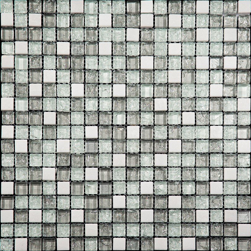 Мозаика Natural Mosaic ICE-08 (Стекло), цвет серый, поверхность глянцевая, квадрат, 298x298