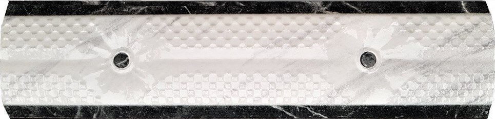 Бордюры STN Ceramica Cenefa Fedra Blanco, цвет чёрно-белый, поверхность глянцевая, прямоугольник, 60x250