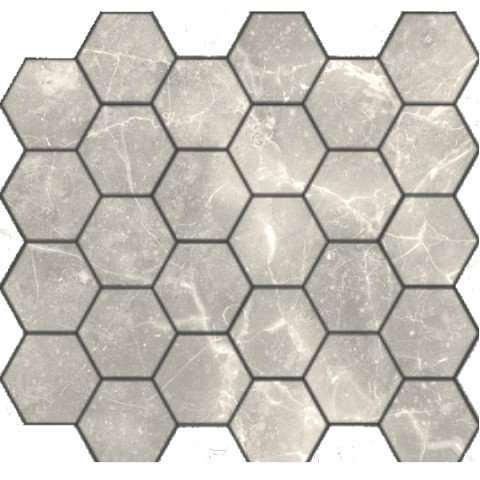 Мозаика Caramelle Mosaic Pietrine Hexagonal Travertino Silver Mat, цвет серый, поверхность матовая, шестиугольник, 295x305