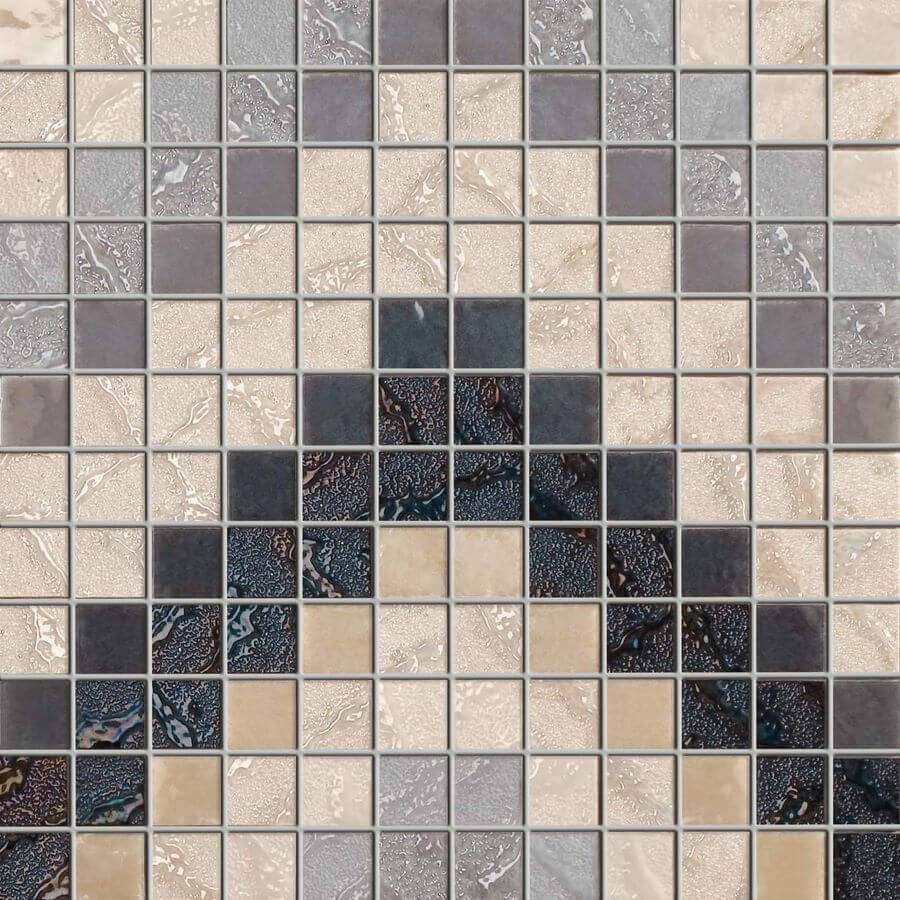 Мозаика Supergres Four Seasons Mosaico Star A FSTA, цвет серый, поверхность глянцевая, квадрат, 300x300