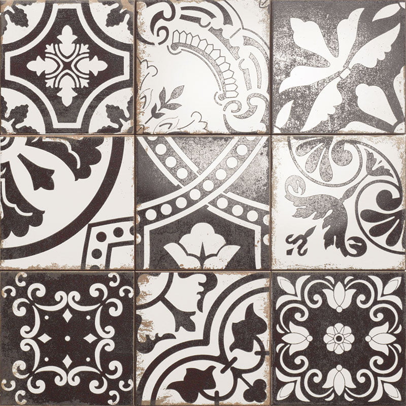 Декоративные элементы Mainzu Metallici Signe, цвет чёрно-белый, поверхность матовая, квадрат, 200x200