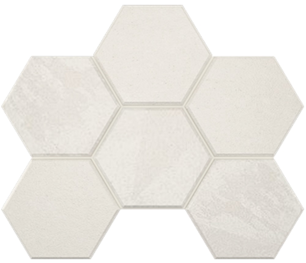 Мозаика Estima Terra White LN00/TE00 Hexagon Неполированный 25x28,5 39616, цвет белый, поверхность матовая, шестиугольник, 250x285