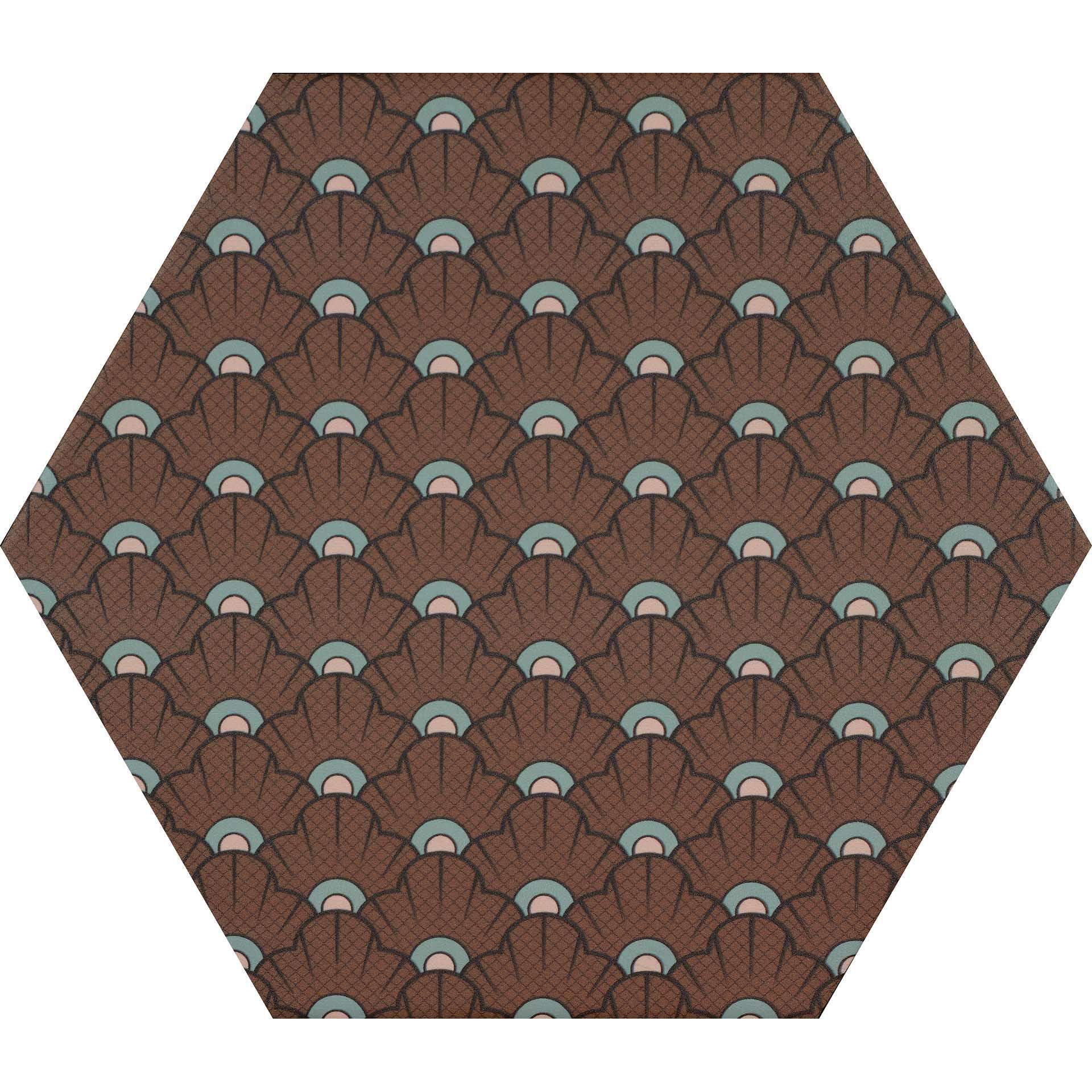 Керамогранит Ornamenta Decor Shell DE23SH, цвет терракотовый, поверхность матовая, шестиугольник, 200x230