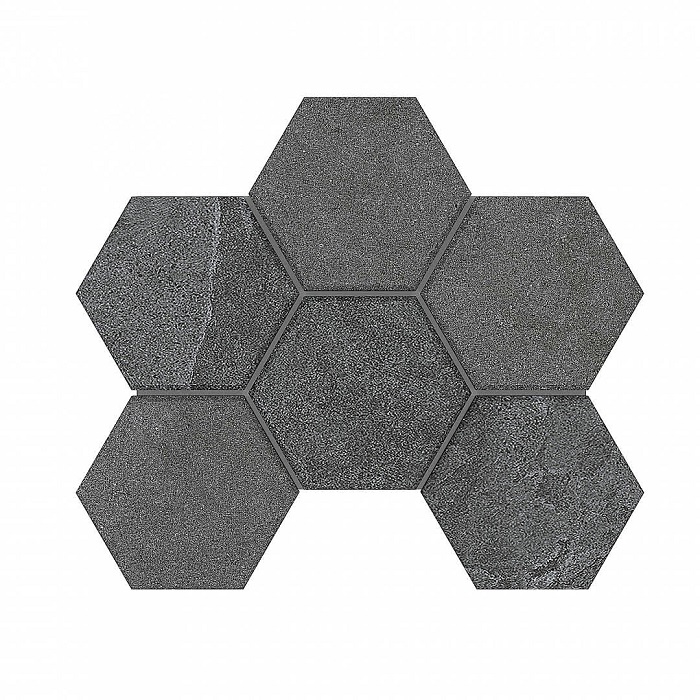 Мозаика Estima Luna Anthracite LN03/TE03 Hexagon Неполированный 25x28,5 37110, цвет серый, поверхность матовая, шестиугольник, 250x285
