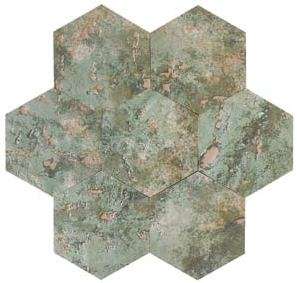 Керамическая плитка Arkadia Palatium Gli Alchimisti Esagono Lato, цвет зелёный, поверхность матовая, прямоугольник, 165x185