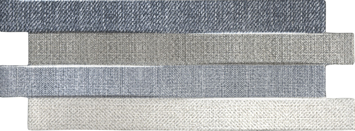 Керамогранит Keradom Canvas Jeans, цвет серый бежевый синий, поверхность 3d (объёмная), прямоугольник, 160x400