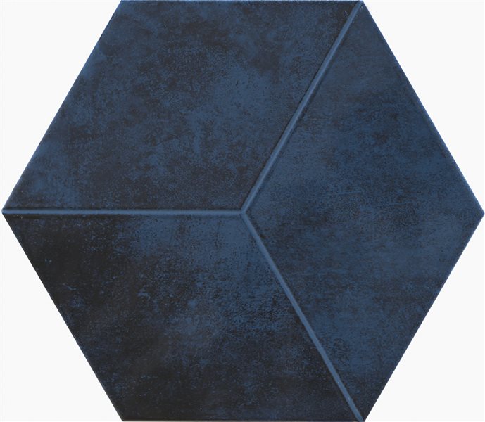 Керамогранит Pamesa Kingsbury Navy, цвет синий, поверхность глянцевая, шестиугольник, 198x228