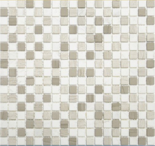 Мозаика Caramelle Mosaic Pietrine Pietra Mix 3 Mat 15X15 4mm, цвет серый, поверхность матовая, квадрат, 305x305