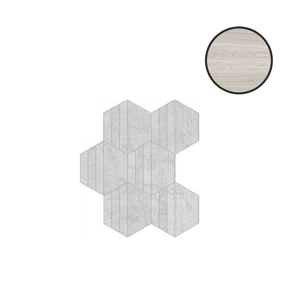 Декоративные элементы Floor Gres Biotech Touch Stonewood 779354, цвет серый бежевый, поверхность матовая, шестиугольник, 290x380