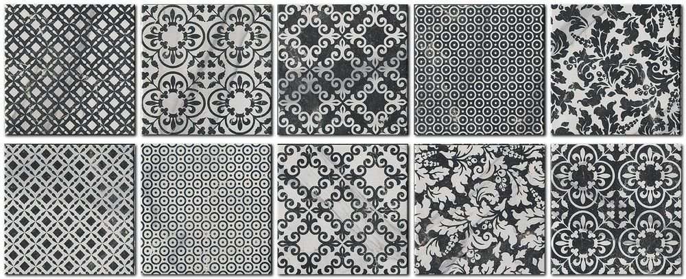 Мозаика Fap Roma Deco 20 Statuario Grafite Mix fLZM, цвет серый, поверхность полированная, квадрат, 200x200