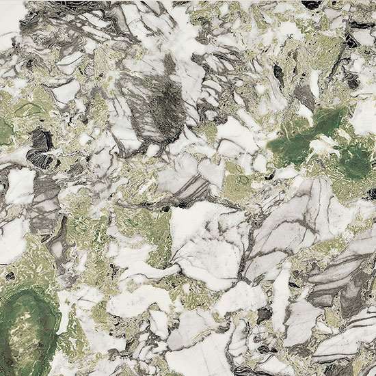 Керамогранит Fioranese Sound Of Marbles Screziato Vivace Matt, цвет белый зелёный, поверхность матовая, квадрат, 740x740