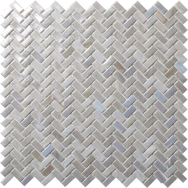 Мозаика Alma Mosaic Glamour AHB-01, цвет белый, поверхность глянцевая, прямоугольник, 302x303