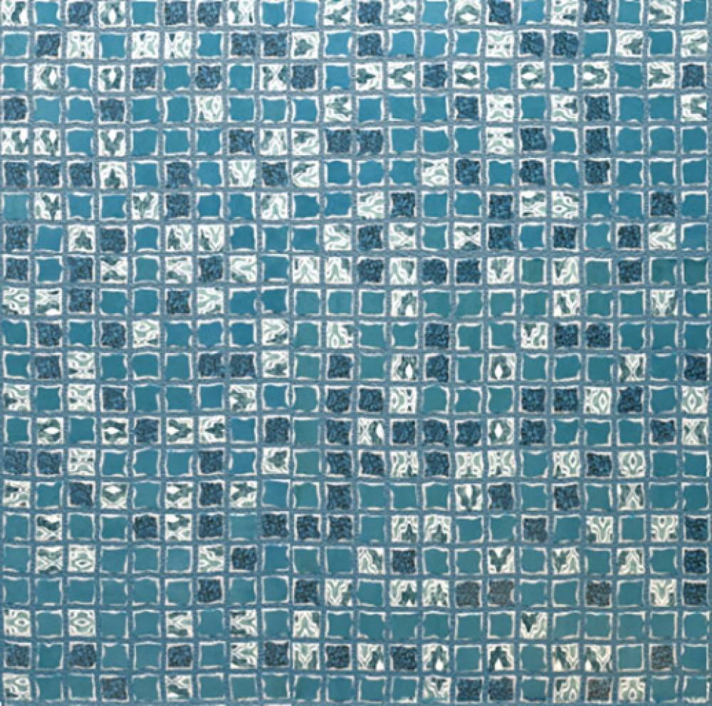Мозаика Naxos Belleville Spacc Lagoon Motif Mos 115345, цвет синий, поверхность глянцевая, квадрат, 300x300