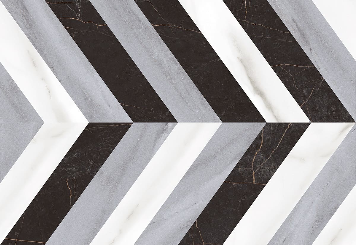 Керамическая плитка Керамин Пантеон 7Д, цвет чёрно-белый, поверхность глянцевая, прямоугольник, 275x400