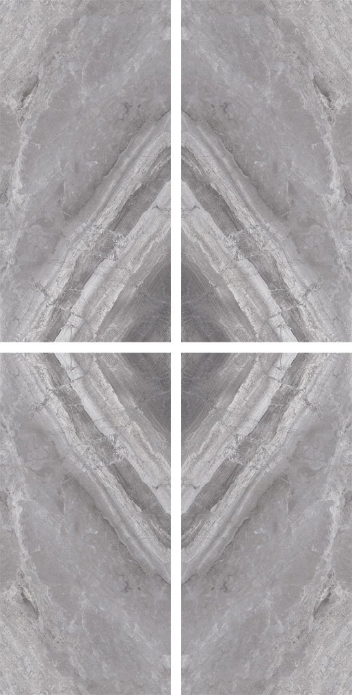 Декоративные элементы Cerdomus Supreme Book Match Grey Levigato S/4 77536, цвет серый, поверхность полированная, прямоугольник, 600x1200