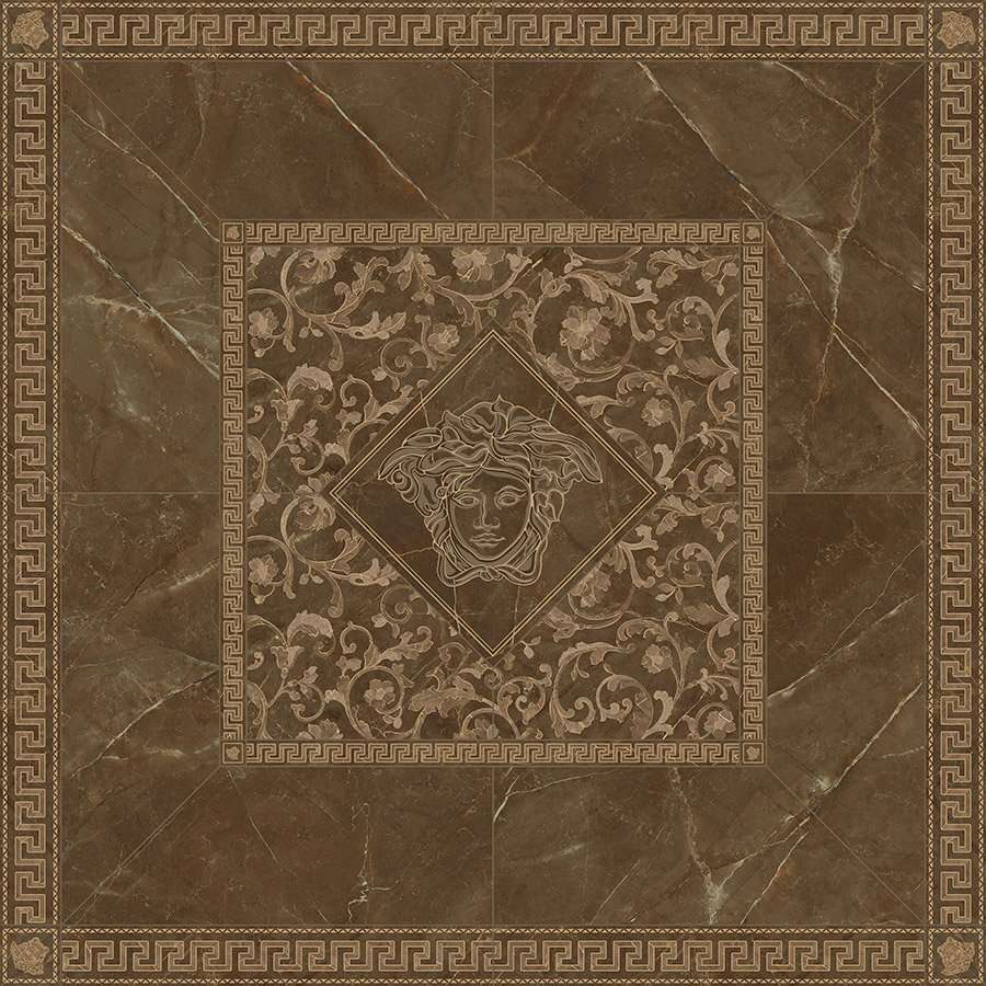 Панно Versace Emote Rosone Pulpis Marrone 262603, цвет коричневый, поверхность полированная, квадрат, 1560x1560