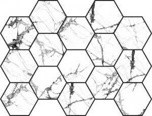 Мозаика Pamesa Cr Lux Iceberg White Malla Hex, цвет чёрно-белый, поверхность полированная, шестиугольник, 225x325
