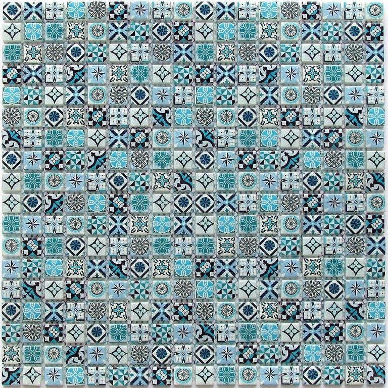 Мозаика Bonaparte Bonaparte Xindi Blue, цвет голубой, поверхность глянцевая, квадрат, 300x300