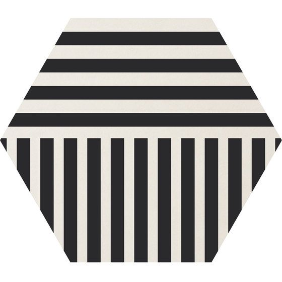Керамогранит Ornamenta Corebasic Stripes White CB60SW, цвет чёрно-белый, поверхность матовая, шестиугольник, 600x600