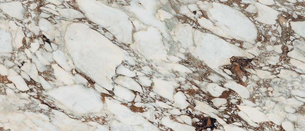 Широкоформатный керамогранит Rex Les Bijoux Breche Capraia Gloss 765699, цвет белый коричневый, поверхность полированная, прямоугольник, 1200x2800