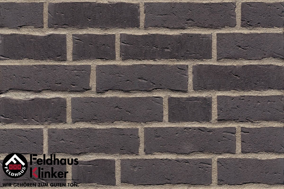 Клинкер Feldhaus Klinker Sintra Vulcano R693WDF14, цвет чёрный, поверхность матовая, под кирпич, 65x215