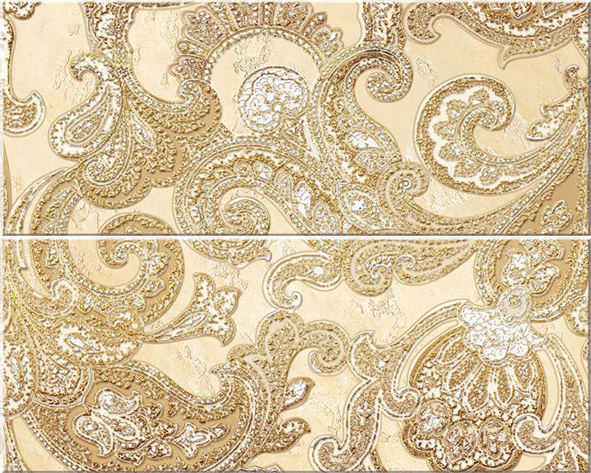 Панно Azori Sfumato Beige Paisley, цвет бежевый, поверхность матовая, прямоугольник, 402x505