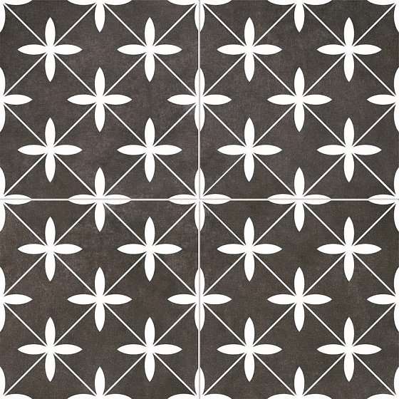Керамогранит Dual Gres Chic Poole Black, цвет чёрно-белый, поверхность матовая, квадрат, 445x445