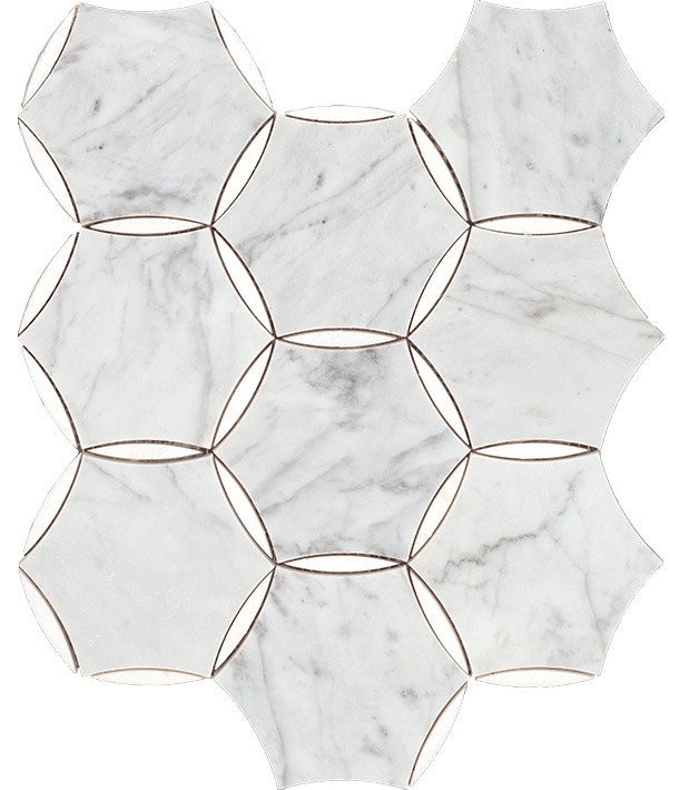 Мозаика L'Antic Colonial Essential Links Carrara 100308753, цвет серый, поверхность матовая, шестиугольник, 254x295