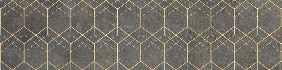 Декоративные элементы Cerrad Softcement Decor Graphite Geo Poler, цвет серый золотой, поверхность полированная, прямоугольник, 297x1197