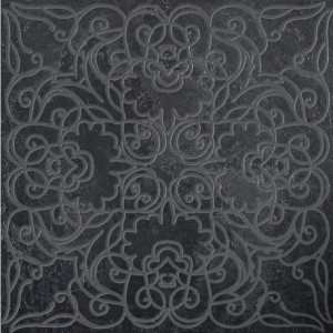 Декоративные элементы La Fabbrica Pietra Lavica Decoro Berkana Gryphea L830, цвет чёрный, поверхность лаппатированная, квадрат, 490x490