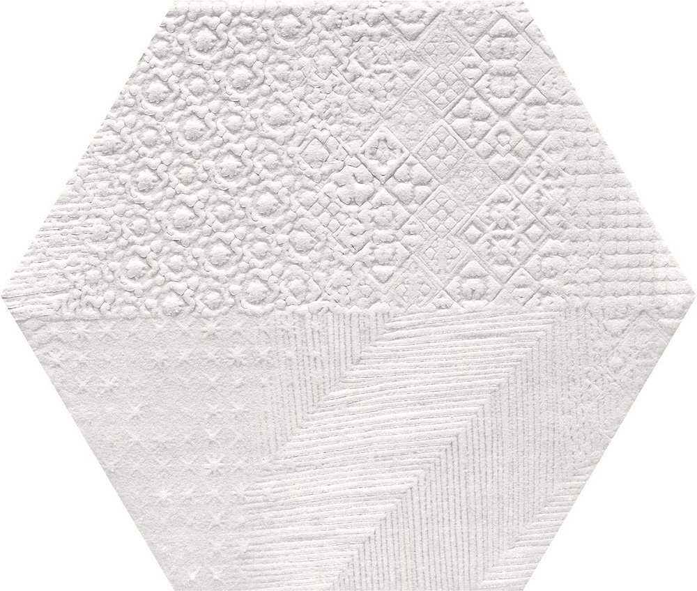 Керамическая плитка Natucer Art Picasso Hex.Rampa Moon, цвет белый, поверхность сатинированная, прямоугольник, 114x130