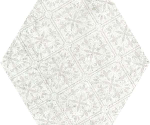 Керамогранит Monopole Pompeia Decor Blanco, цвет белый, поверхность матовая, шестиугольник, 200x240