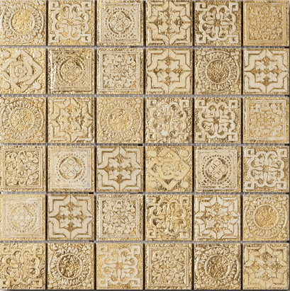 Мозаика Art & Natura Equilibrio M2B Gold, цвет бежевый, поверхность глянцевая, квадрат, 300x300