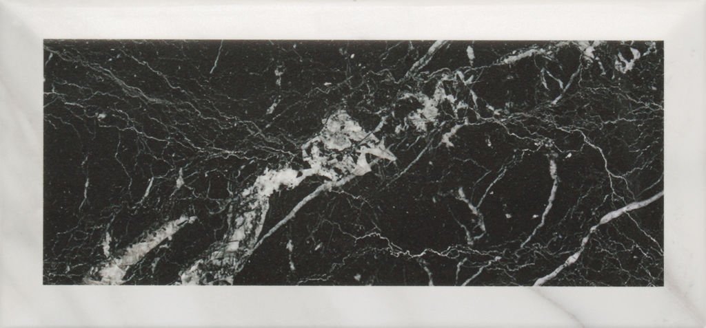 Керамическая плитка ZYX Metropolitain Museum Black 219688, цвет чёрно-белый, поверхность глянцевая, кабанчик, 100x200