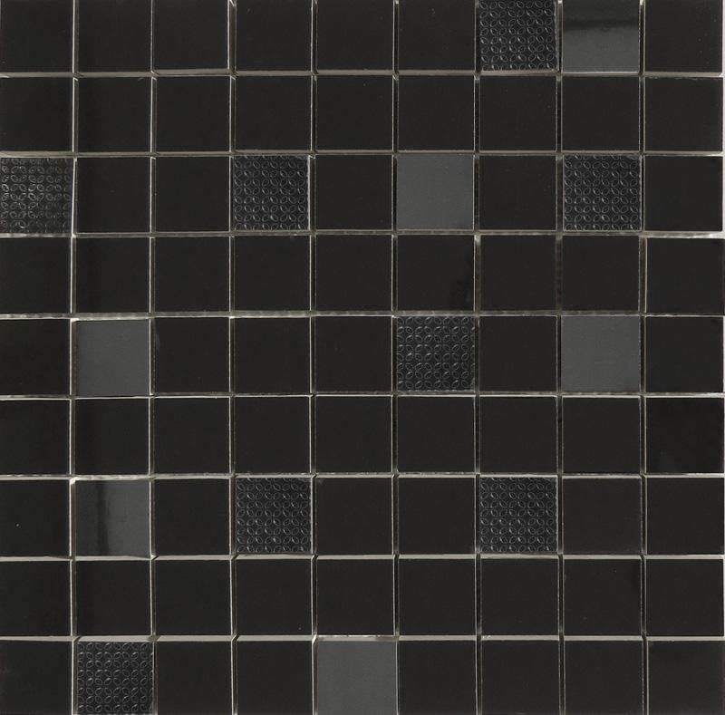 Мозаика Ibero Concept Black Mosaico, цвет чёрный, поверхность глянцевая, квадрат, 316x316