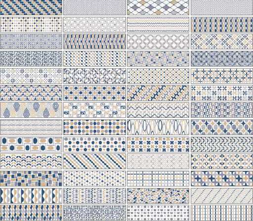 Керамическая плитка Sant Agostino Decorline Patternbrick Multi Cold CSAPBSC730, цвет серый бежевый голубой, поверхность глянцевая, прямоугольник, 73x300