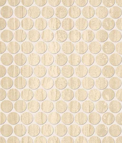 Мозаика Fap Roma Travertino Round Mosaico fLTT, цвет бежевый, поверхность матовая, прямоугольник, 295x325