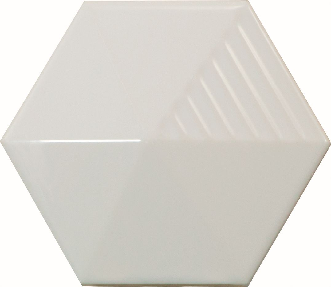 Керамическая плитка Equipe Magical 3 Umbrella Light Grey 23070, цвет серый, поверхность глянцевая 3d (объёмная), шестиугольник, 107x124