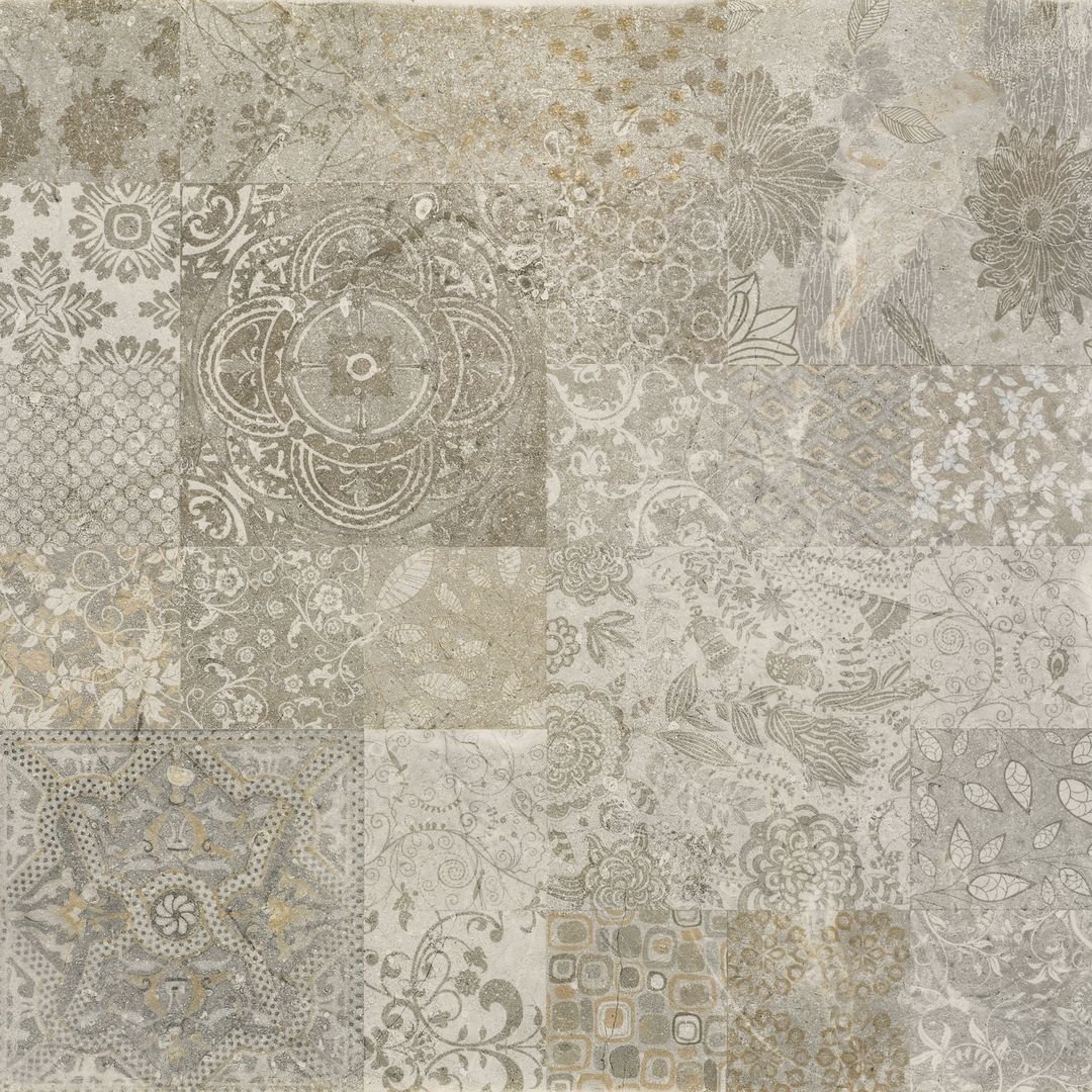 Декоративные элементы Fanal Lord Collage Perla, цвет серый, поверхность матовая, квадрат, 600x600