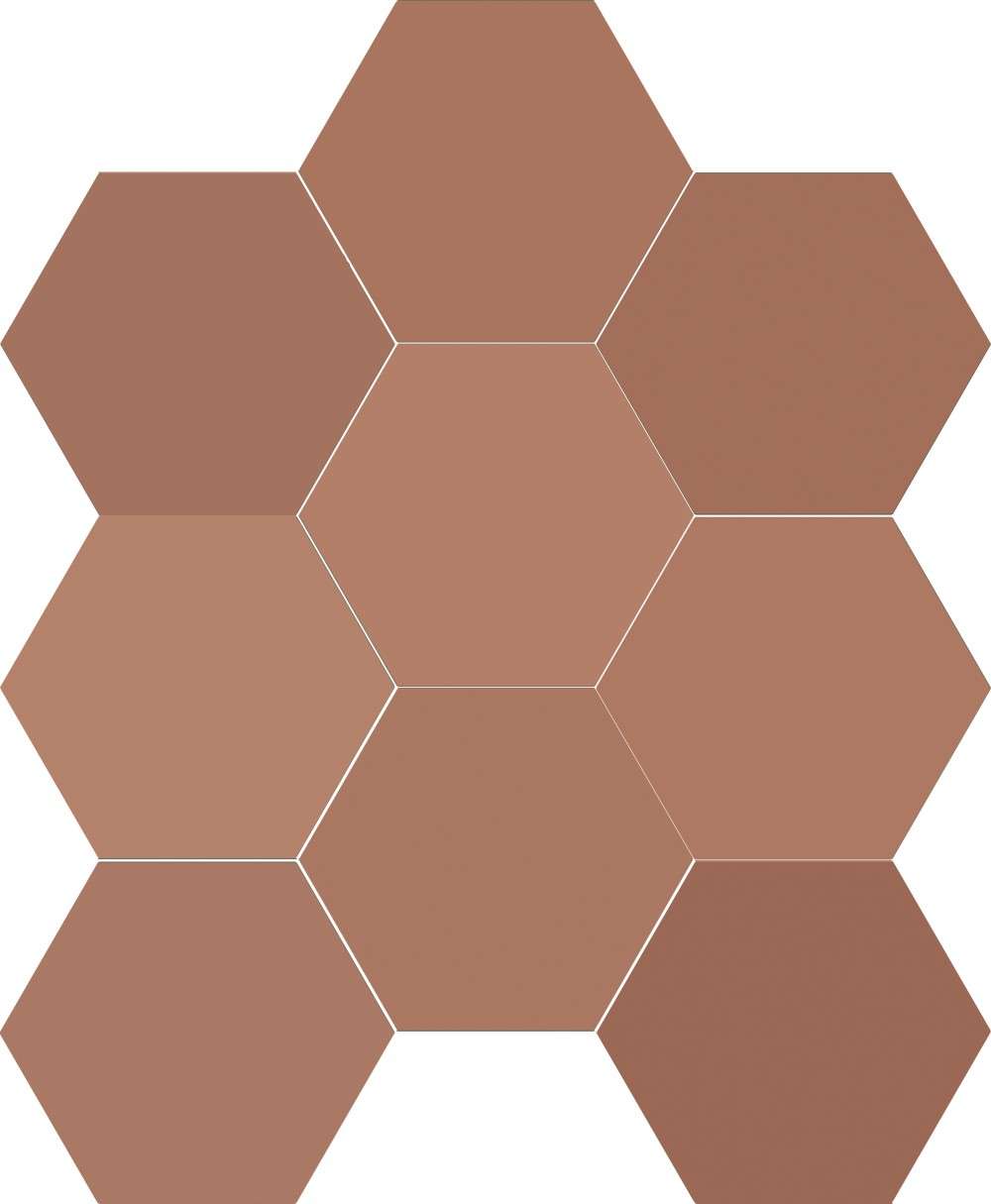 Керамогранит Dune Chicago Exa Ginger 188271, цвет коричневый, поверхность матовая, шестиугольник, 215x250