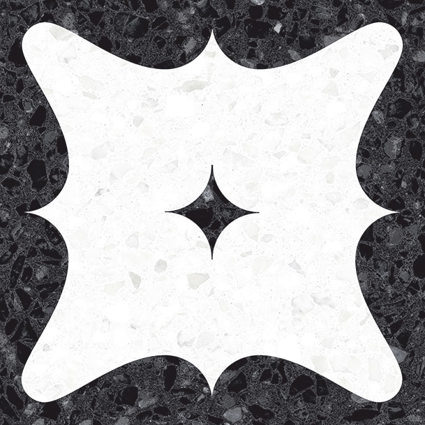 Декоративные элементы Vives Niza Lerici-R Carbon, цвет чёрно-белый, поверхность матовая, квадрат, 200x200